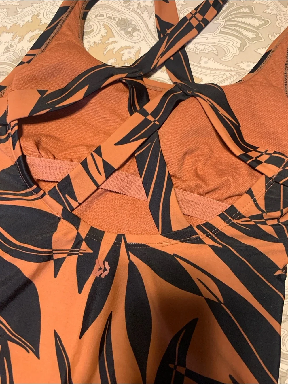 all in motion Brown and Black Tropical Leaf One-Piece bathingsuit
